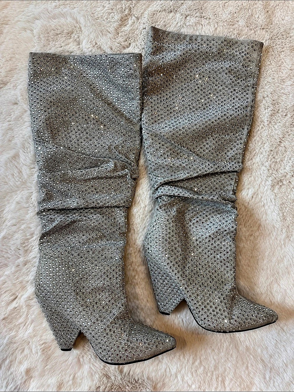 INC International Concepts Gerii Pewter Rhinestone Slouch Boots